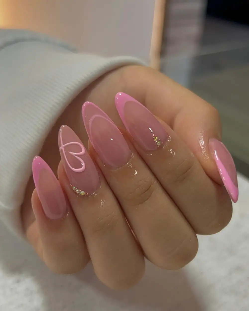 almond vday nails