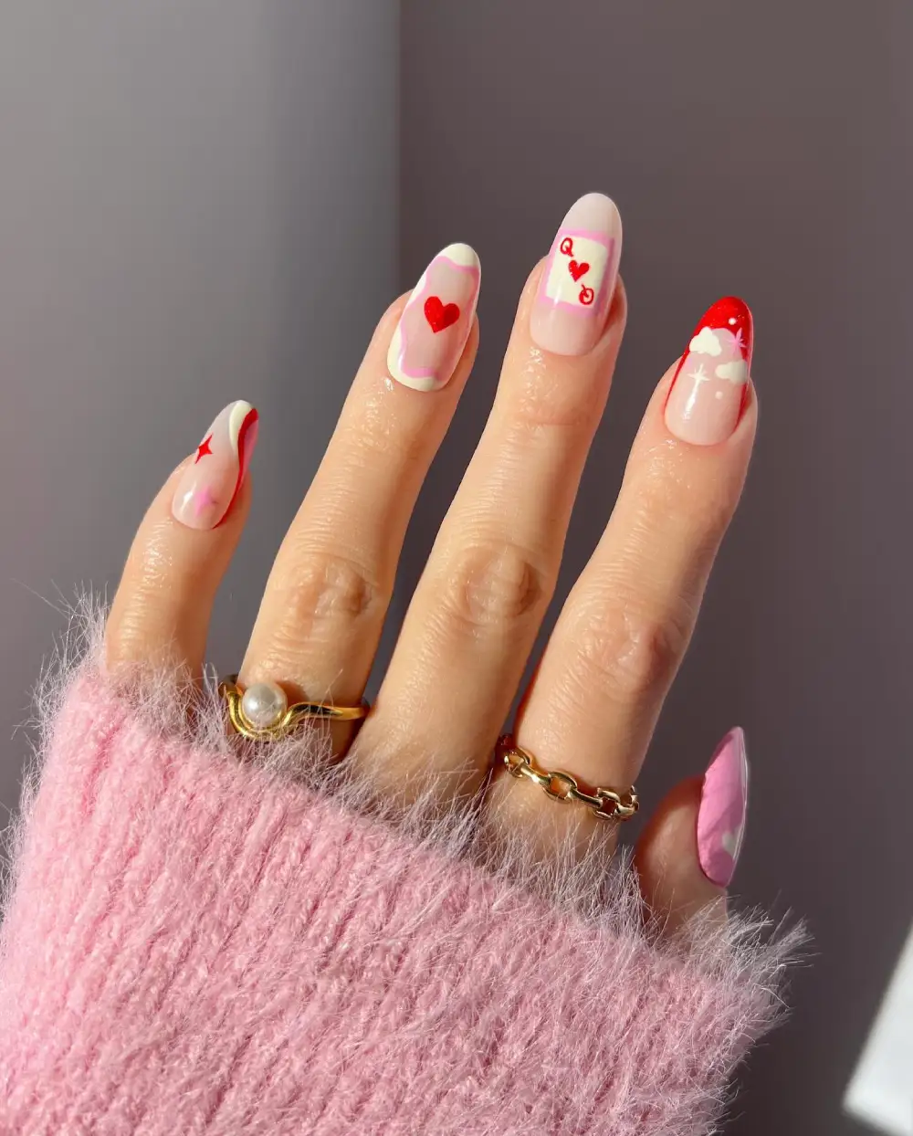 almond vday nails