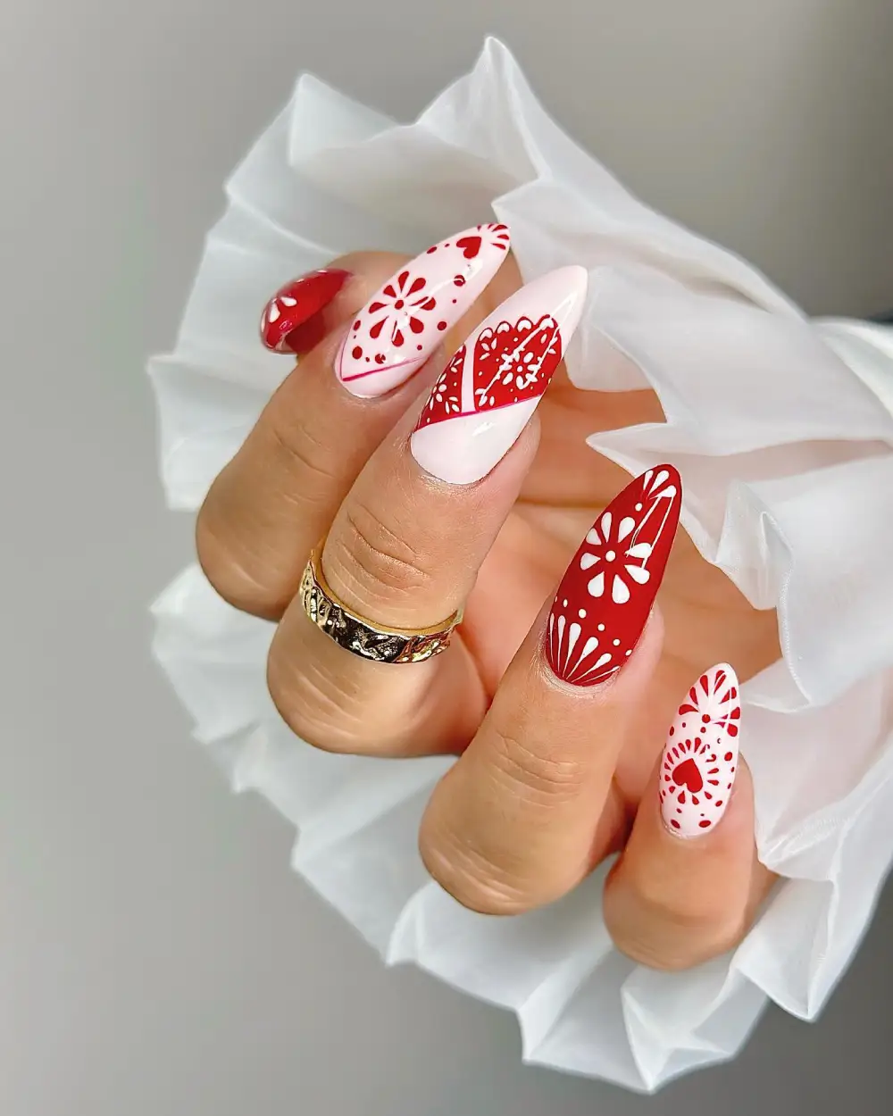 almond vday nails