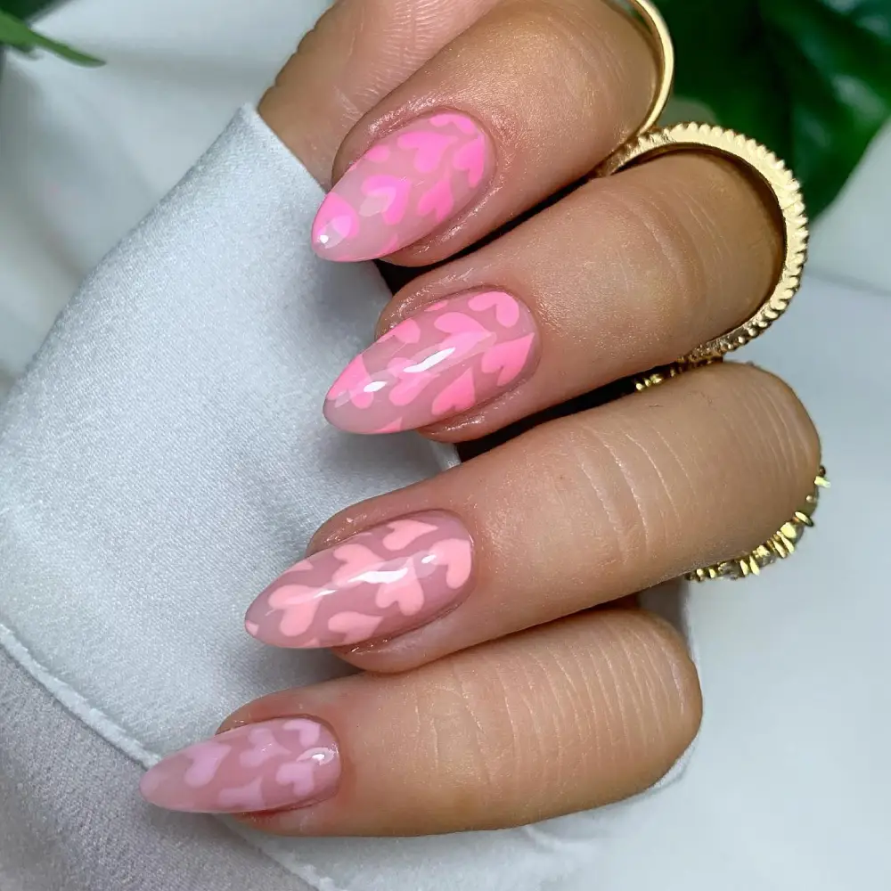 almond vday nails