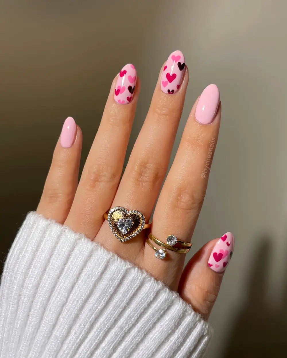 almond vday nails