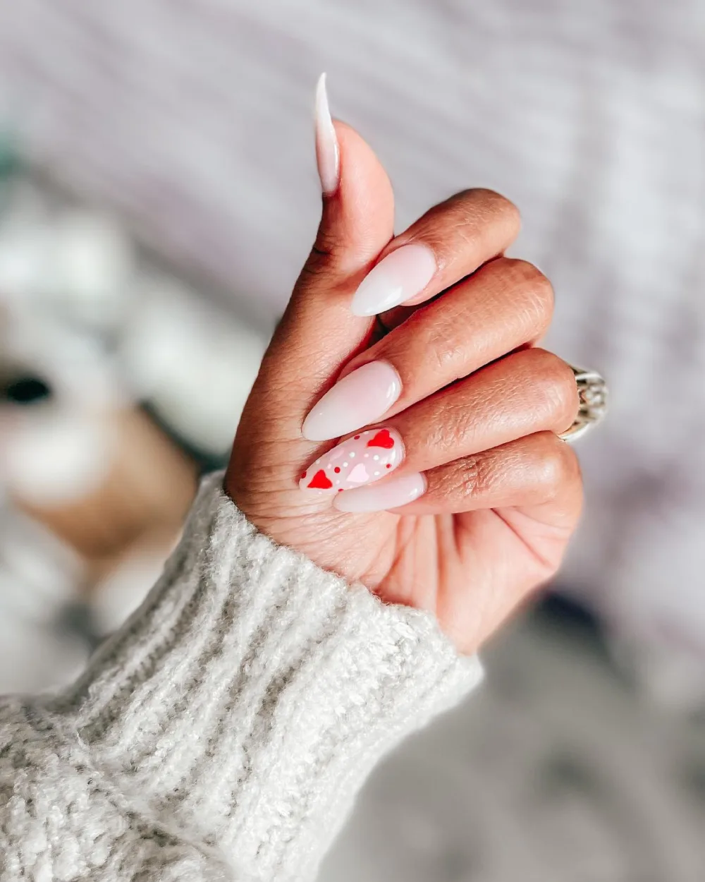 almond vday nails