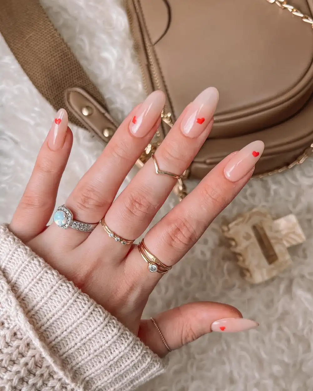 almond vday nails