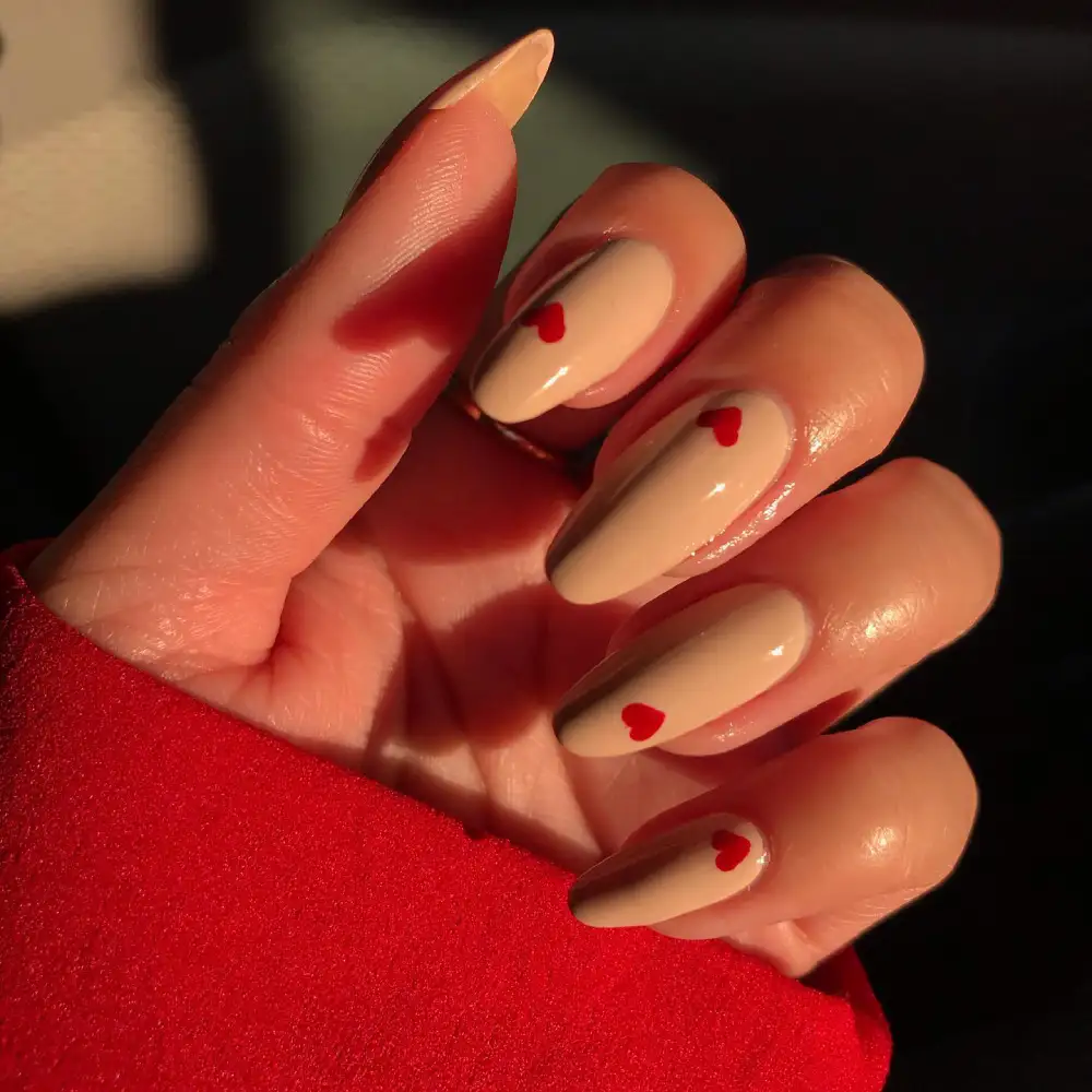 almond vday nails