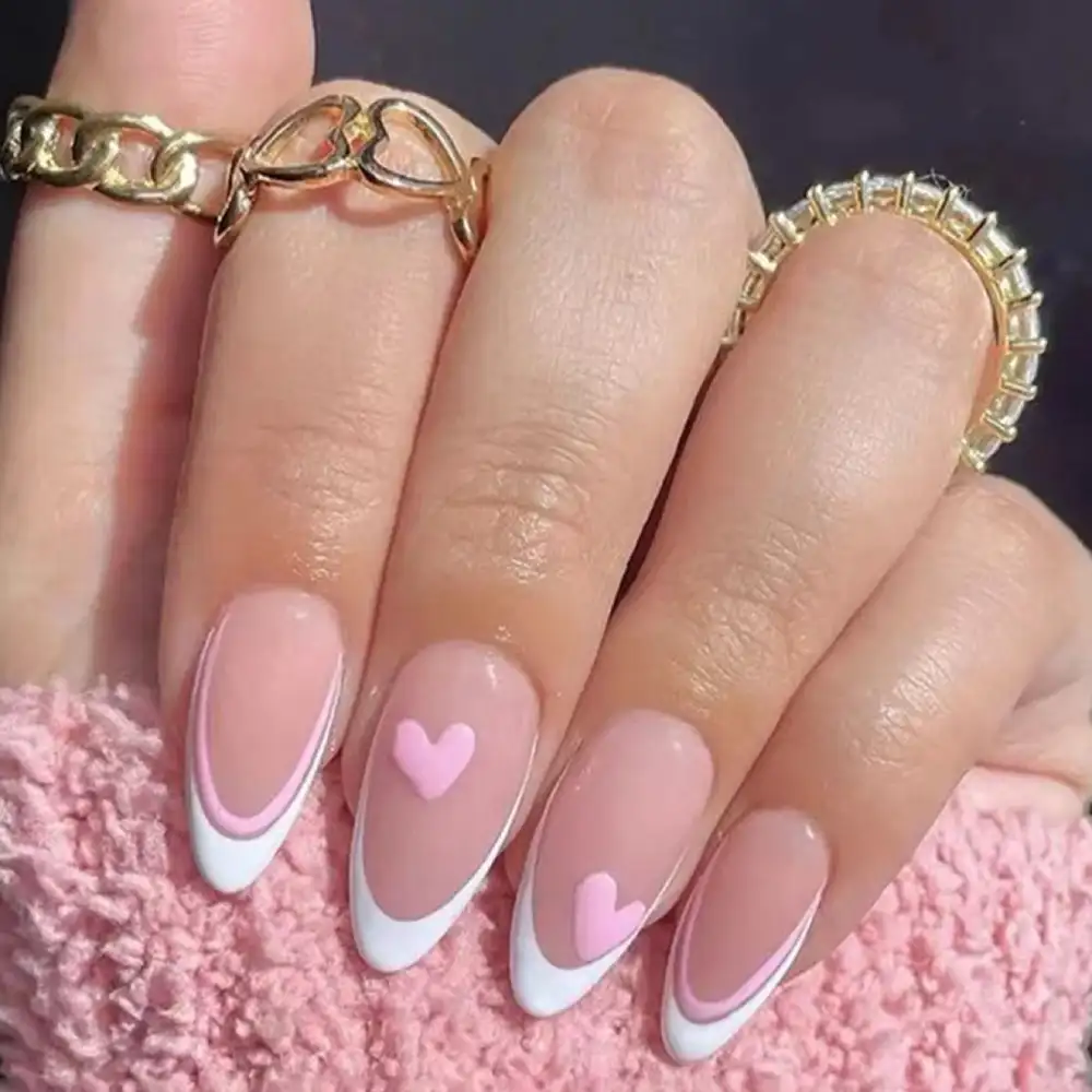 almond vday nails