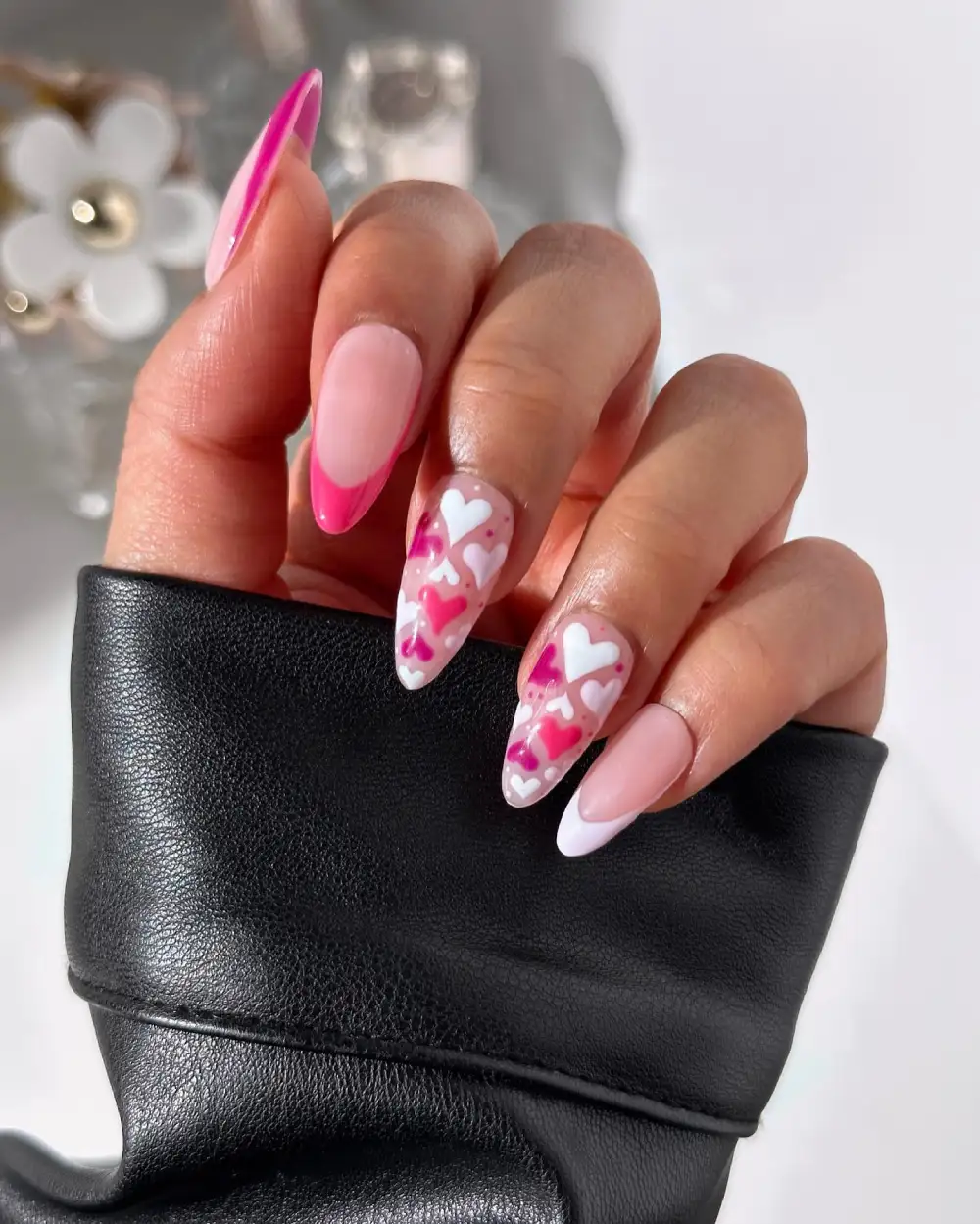 almond vday nails