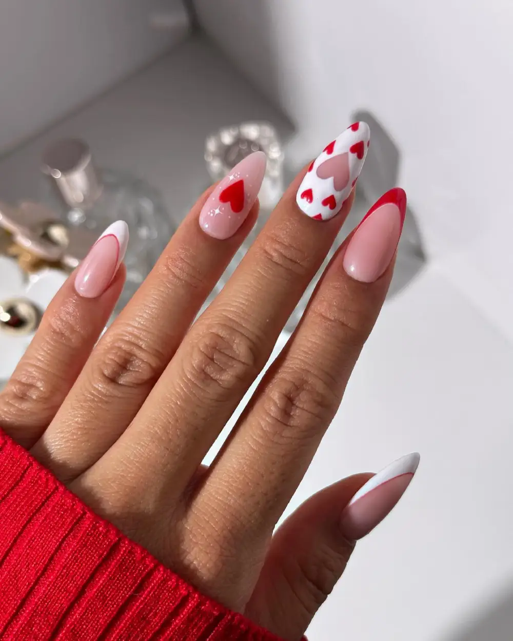 almond vday nails