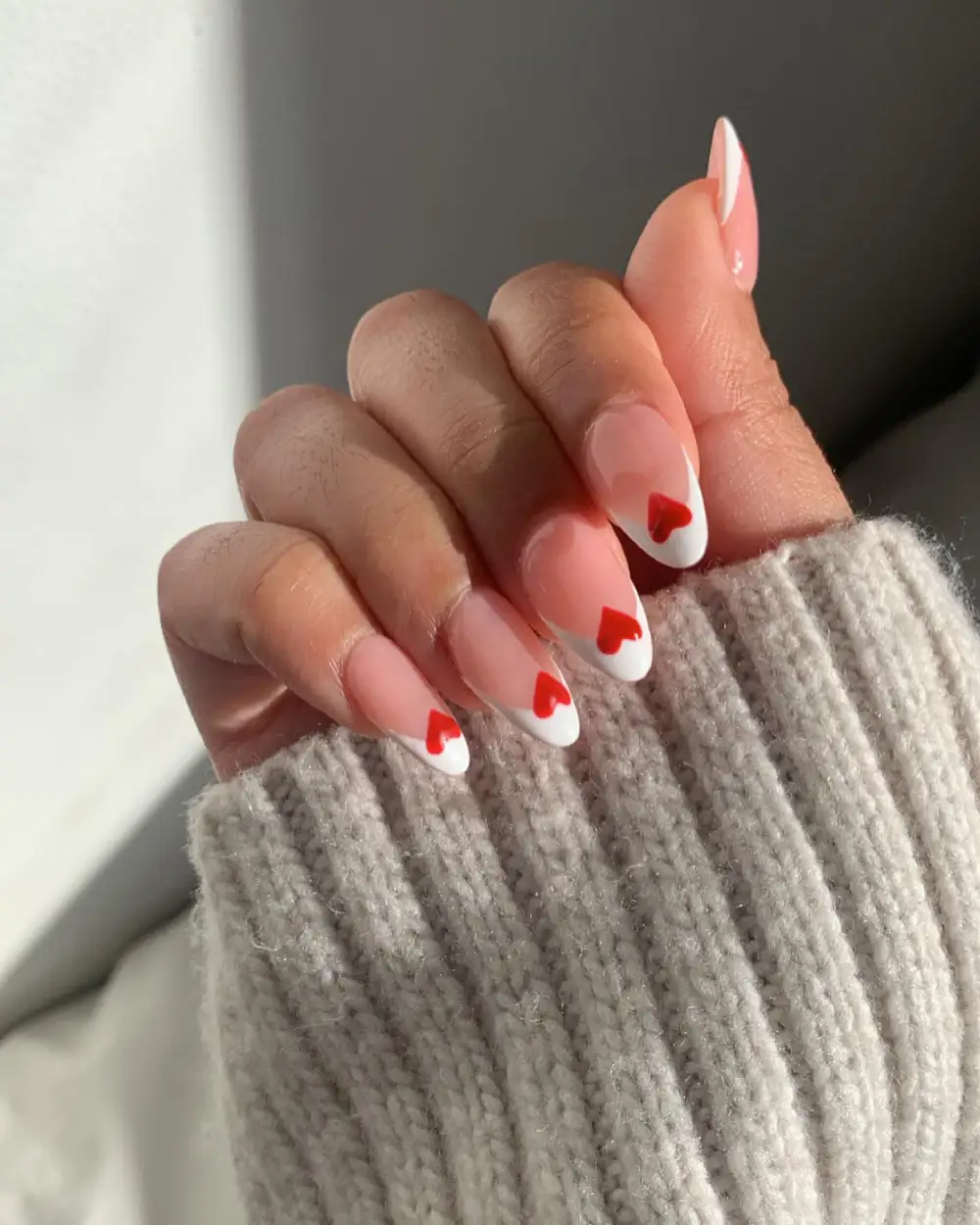 almond vday nails