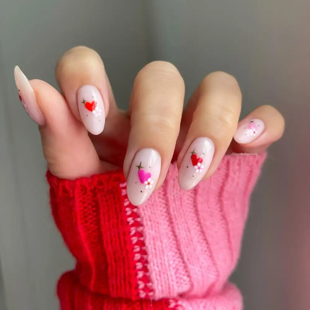 almond vday nails