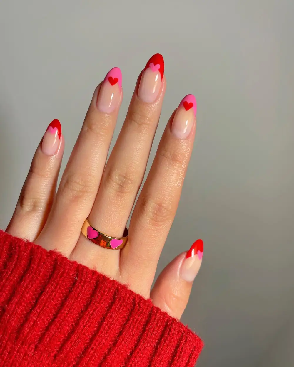 almond vday nails