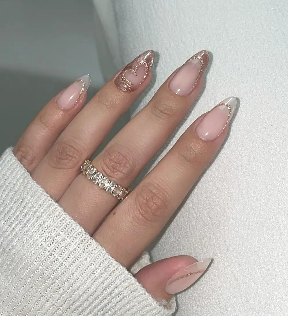 almond vday nails