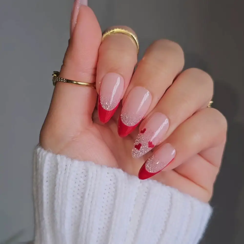 almond vday nails