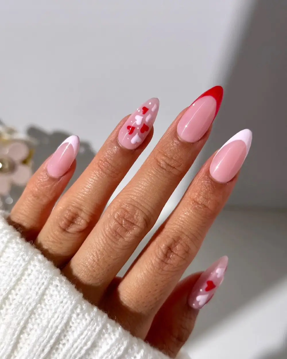 almond vday nails