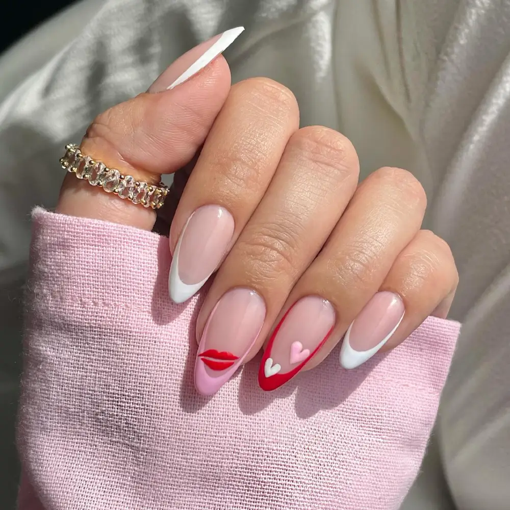 almond vday nails