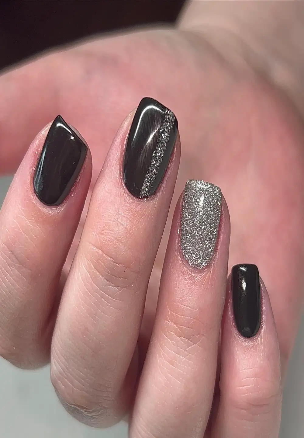 black and silver nails