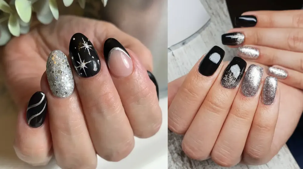 Bold and Beautiful Black and Silver Nails You’ll Want to Try