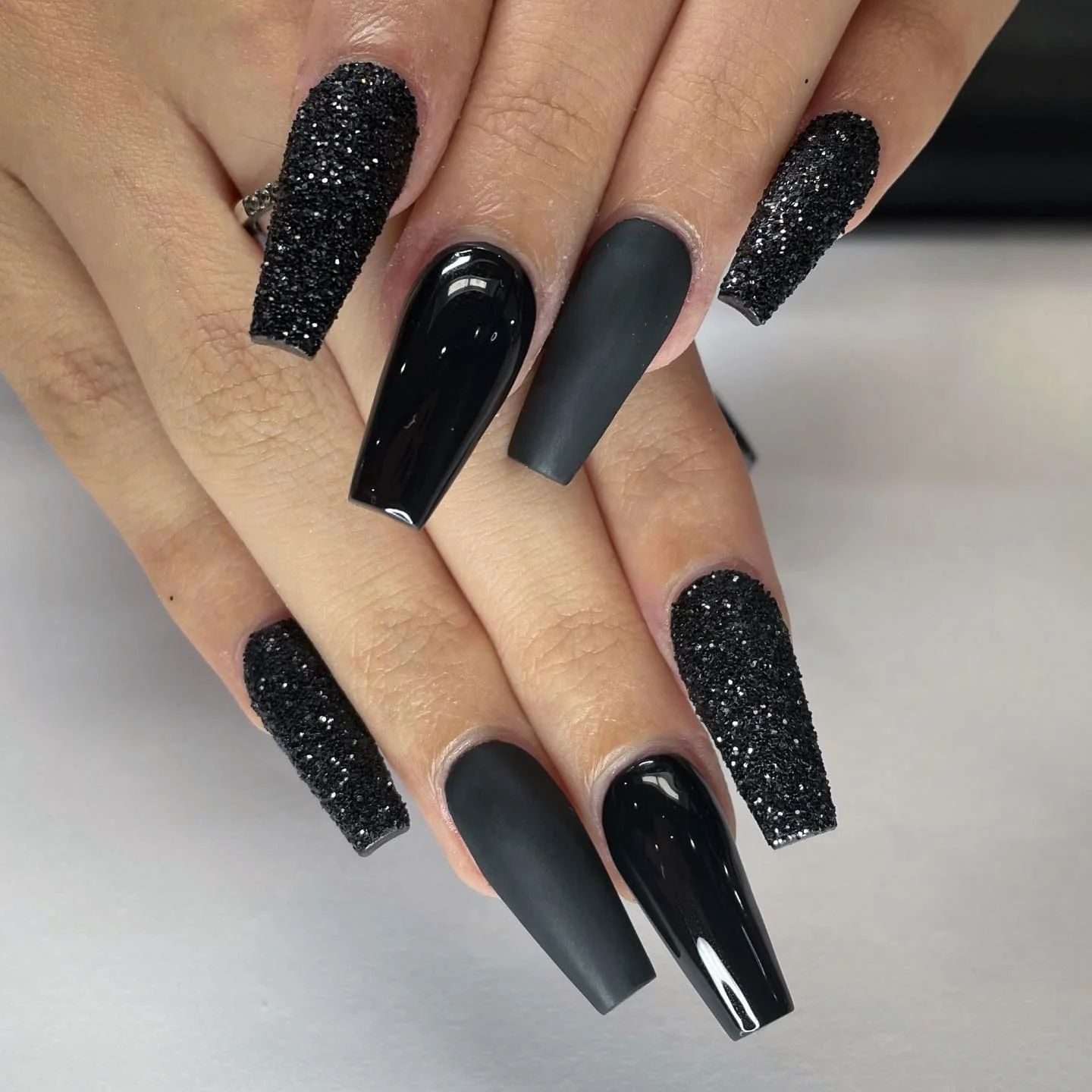 Black Glitter Nails