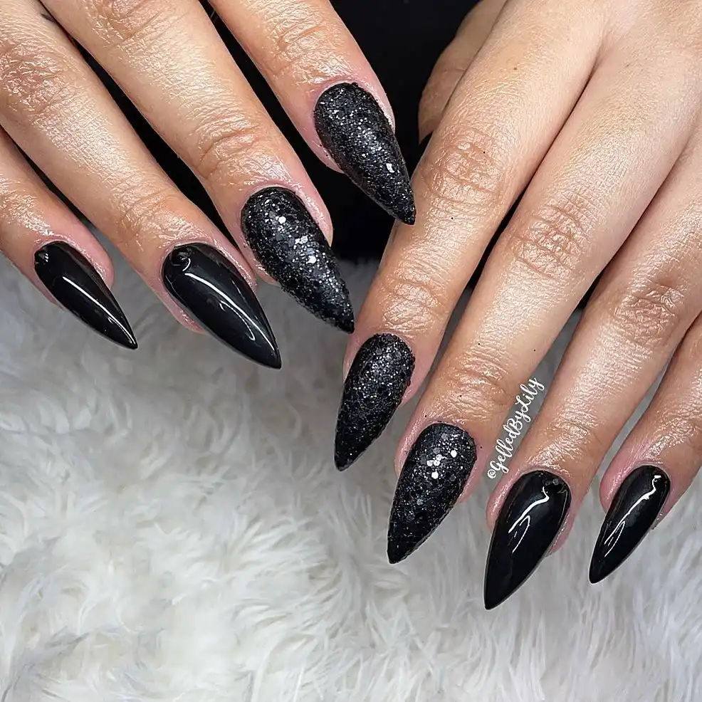 Black Glitter Nails