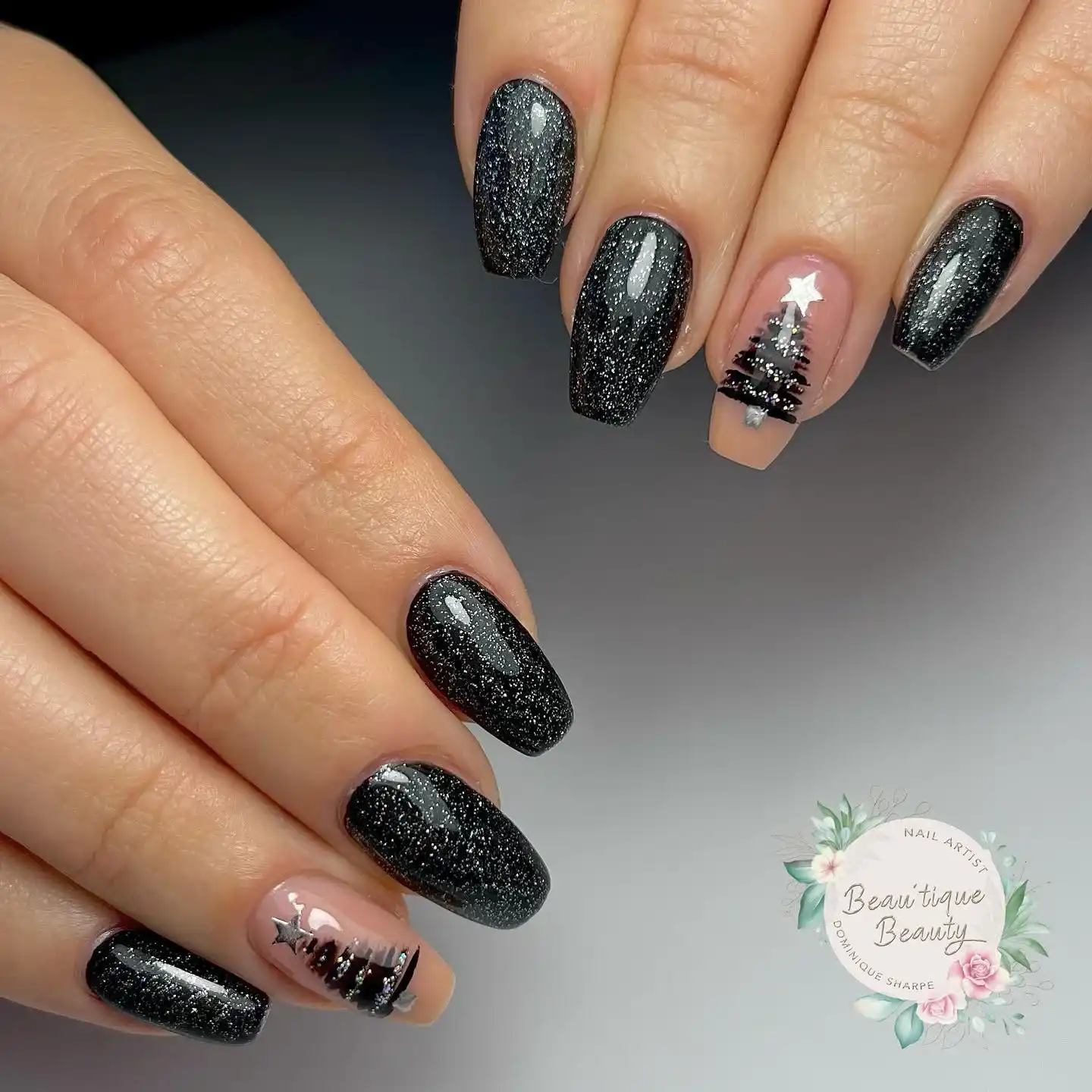 Black Glitter Nails