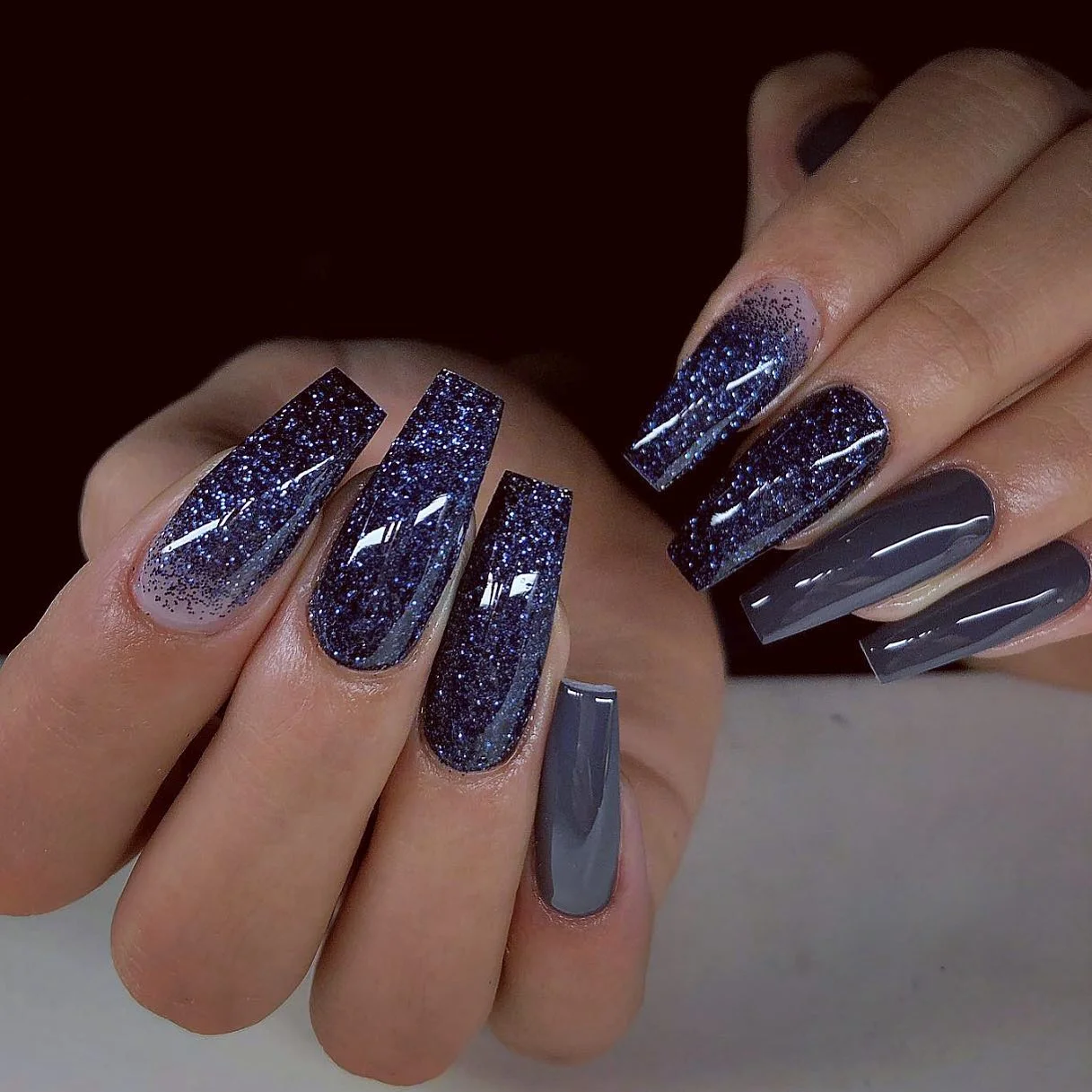 Black Glitter Nails