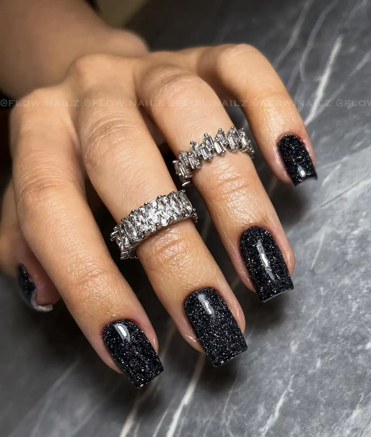 Black Glitter Nails