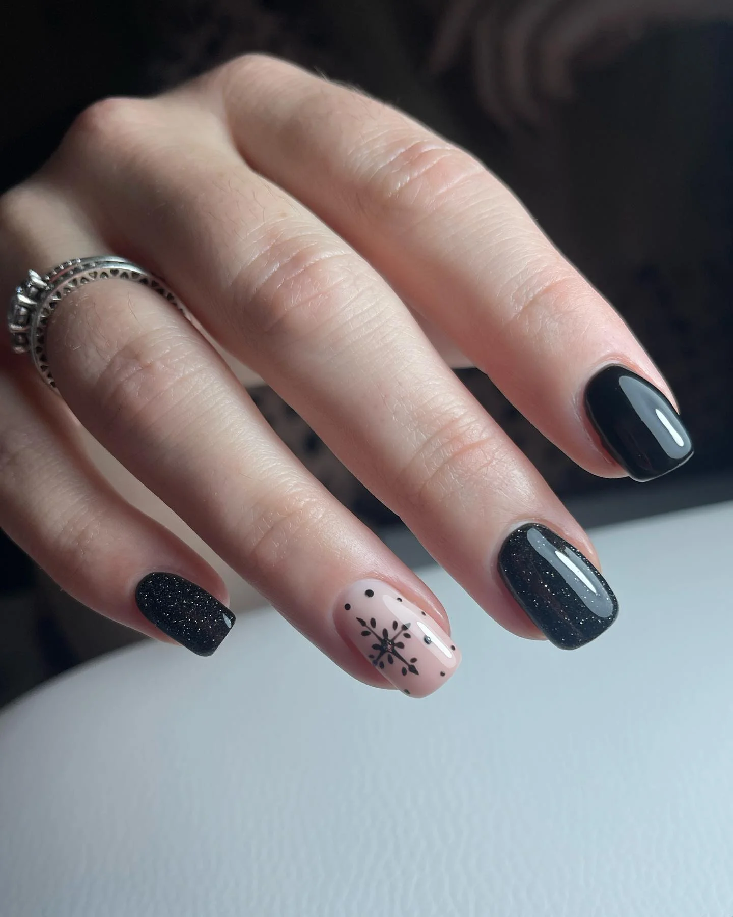 Black Glitter Nails