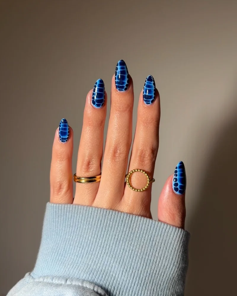 blue christmas nails