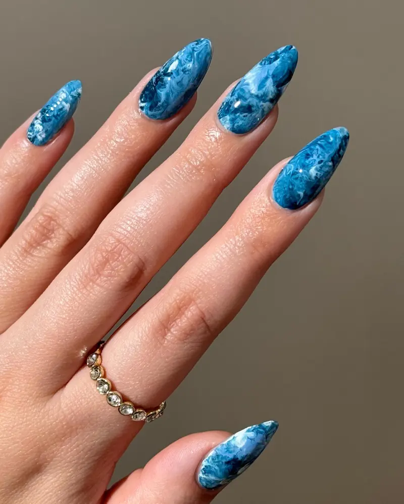 blue christmas nails