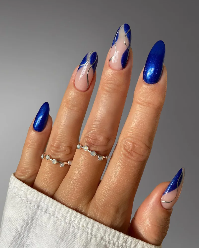 blue christmas nails