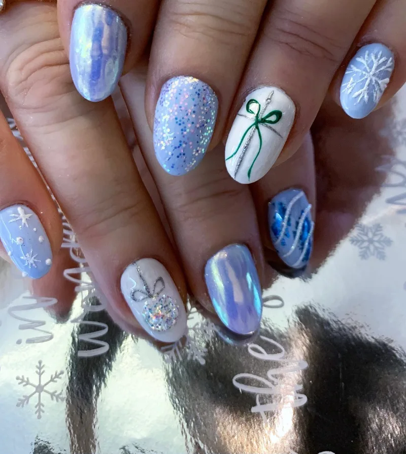 blue christmas nails