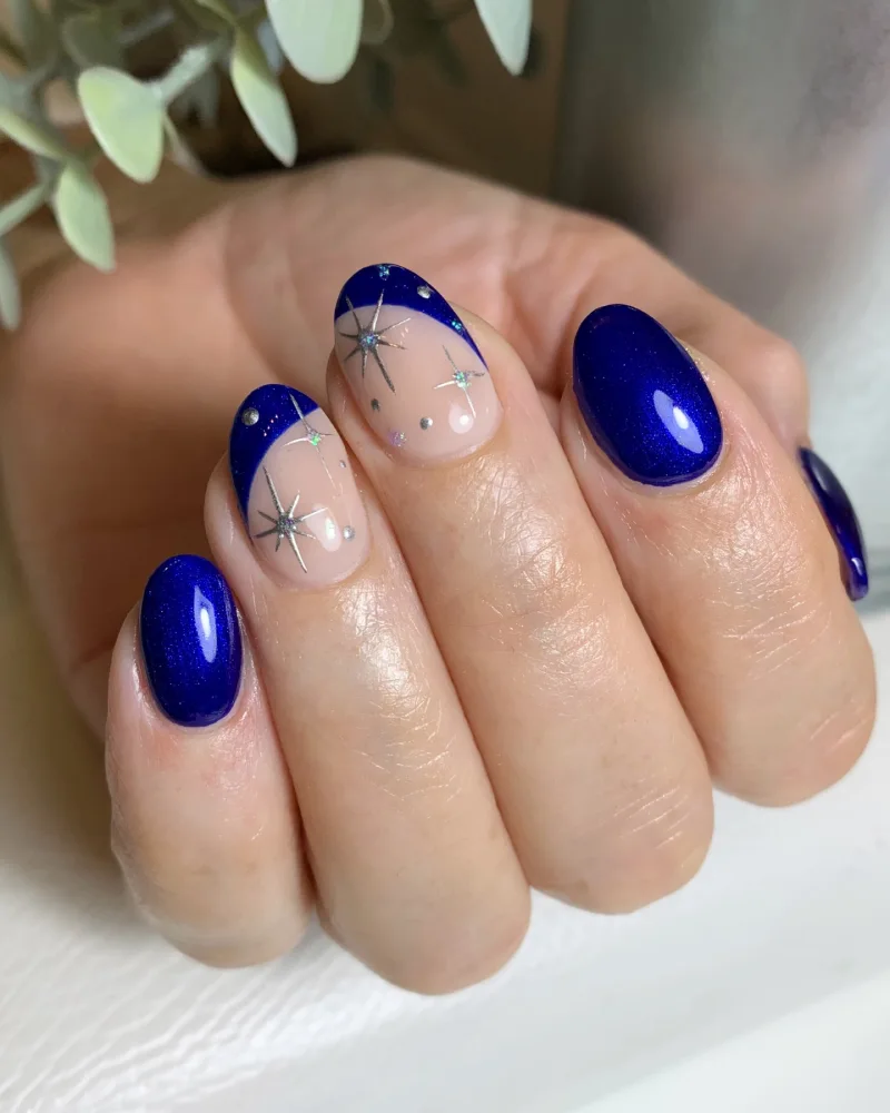 blue christmas nails