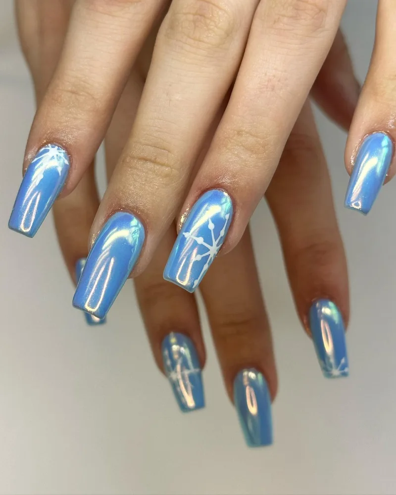 blue christmas nails