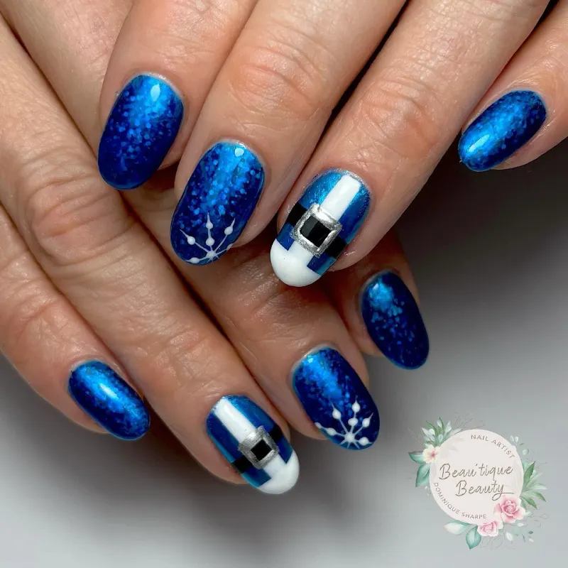 blue christmas nails