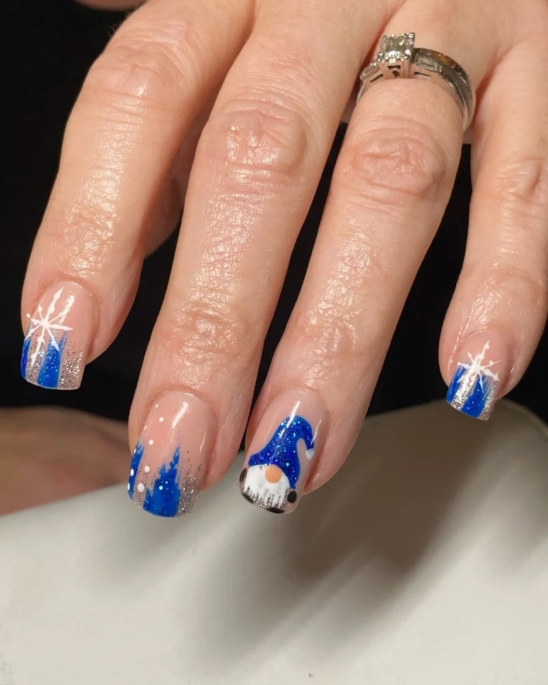 blue christmas nails