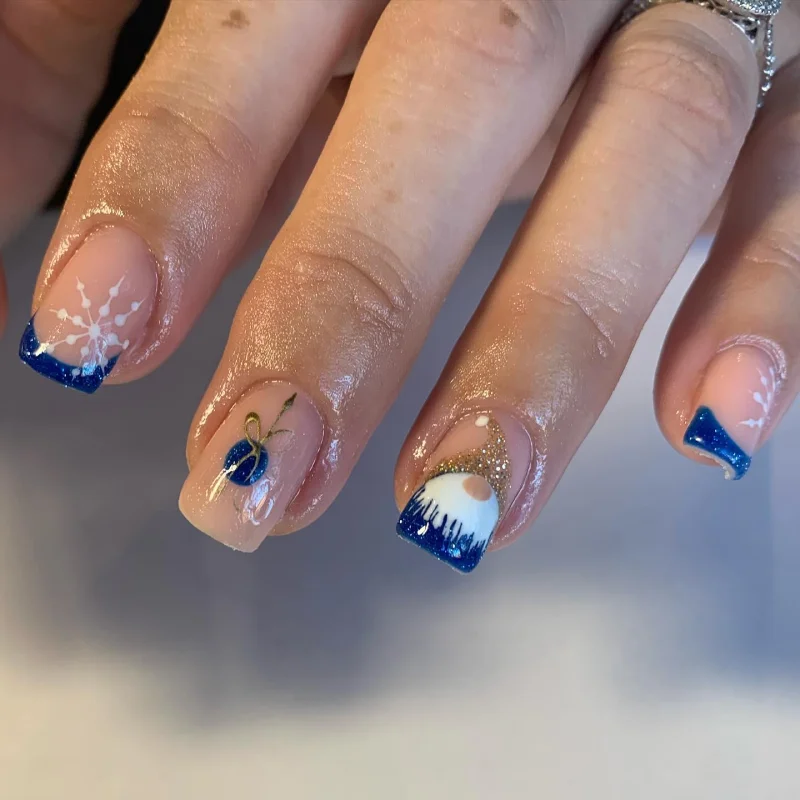 blue christmas nails