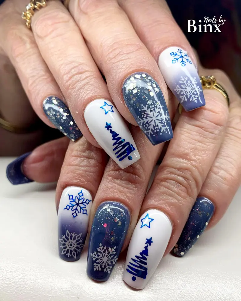 blue christmas nails