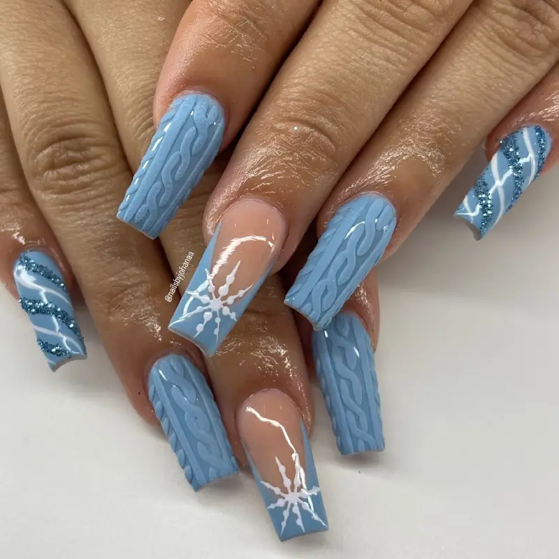 blue christmas nails