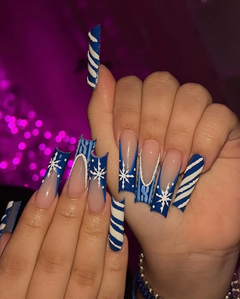 blue christmas nails