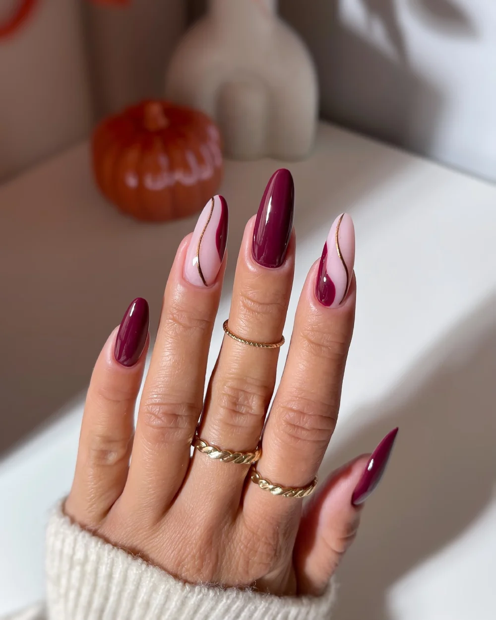 Burgundy nails