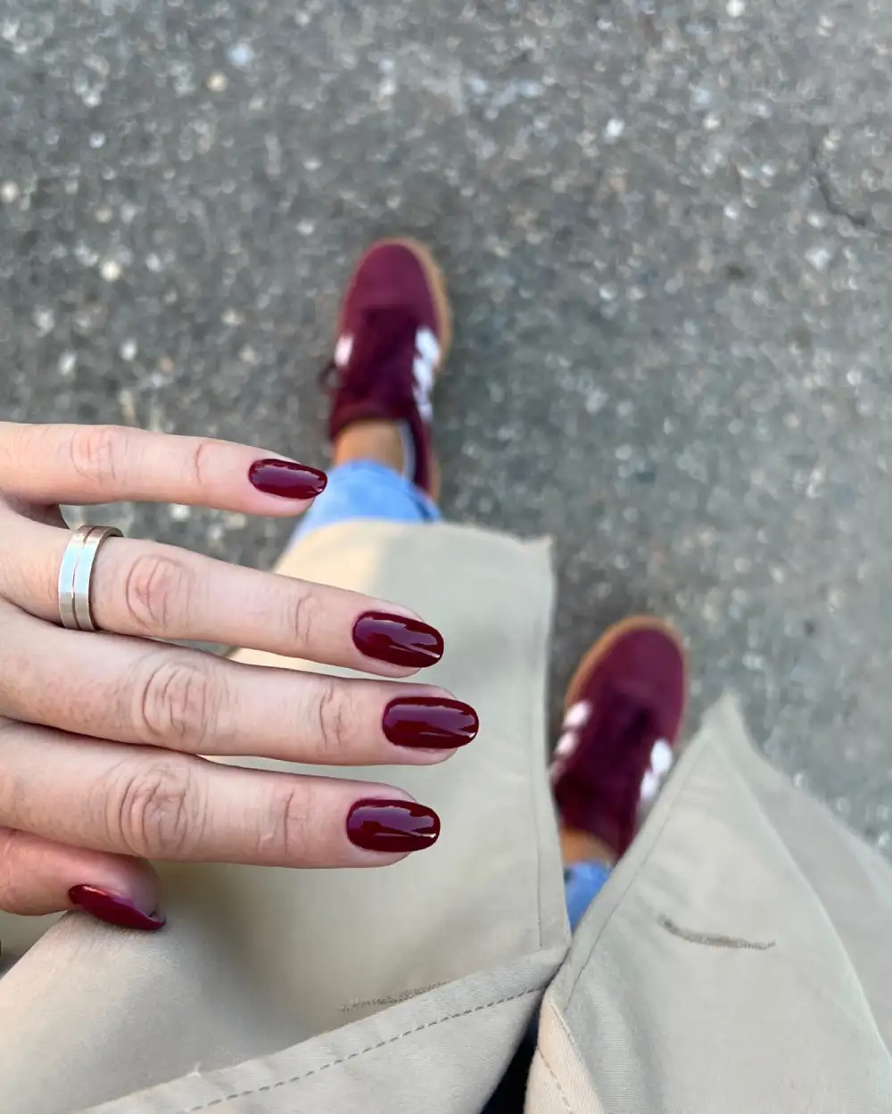 Burgundy nails