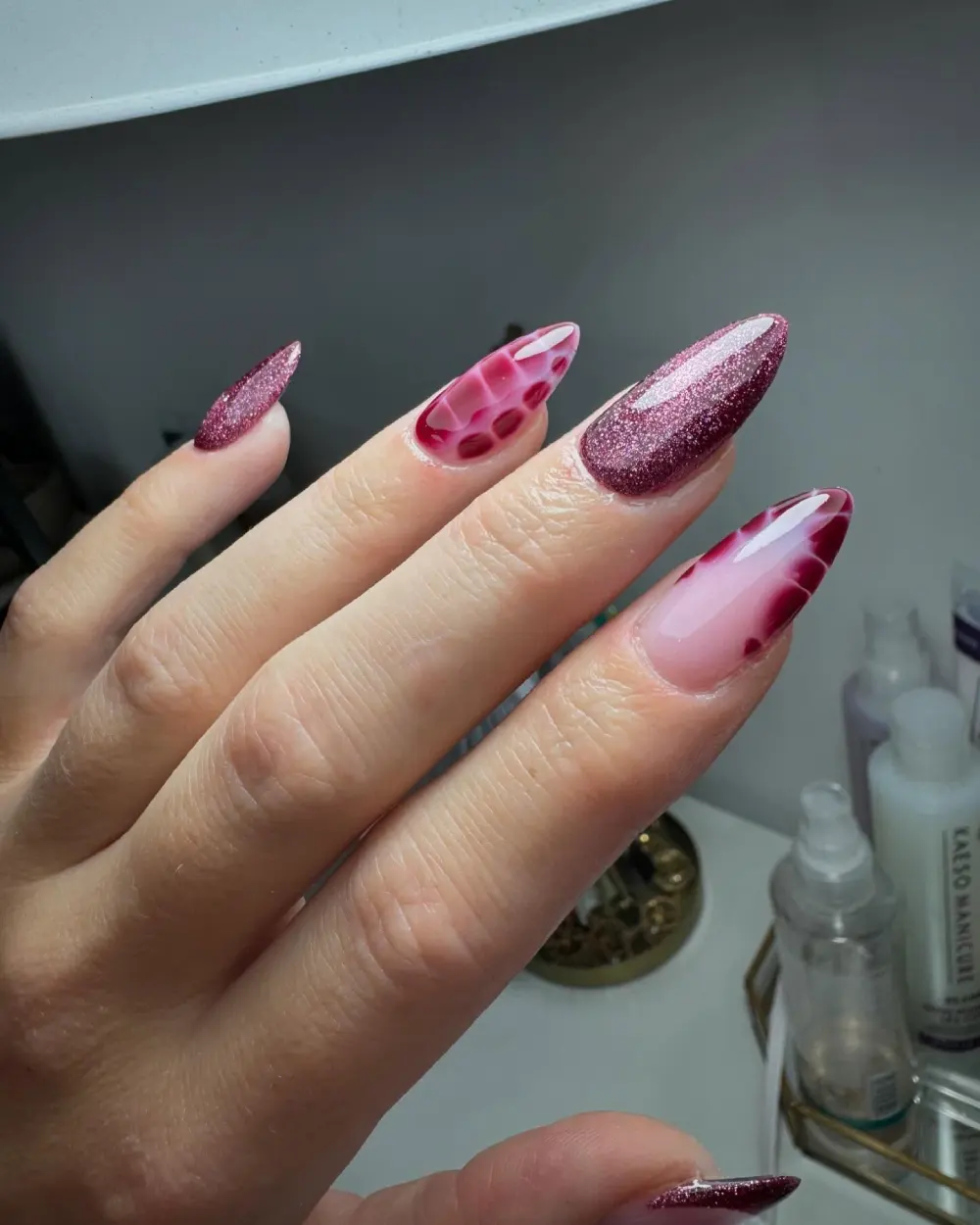 Burgundy nails