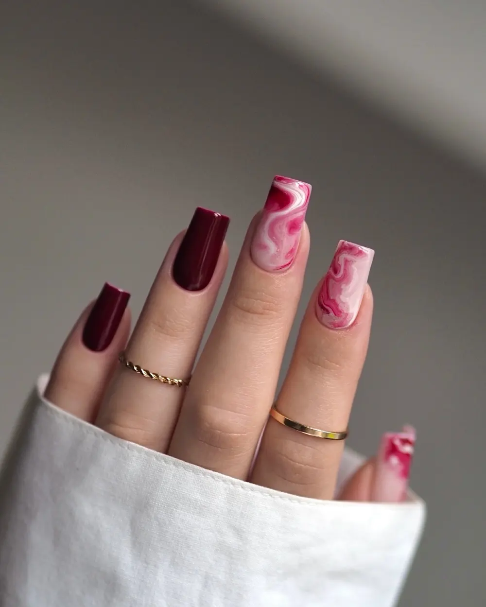 Burgundy nails