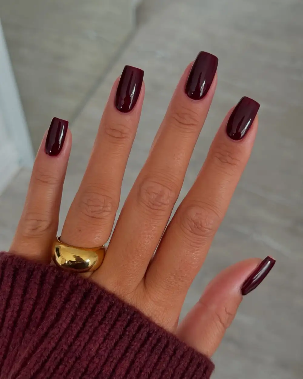 Burgundy nails