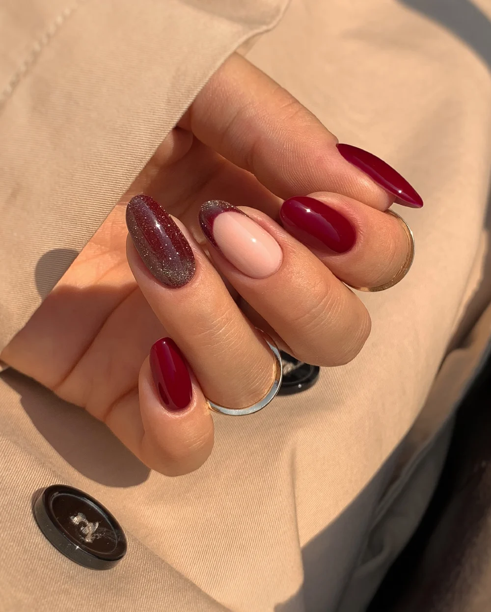 Burgundy nails