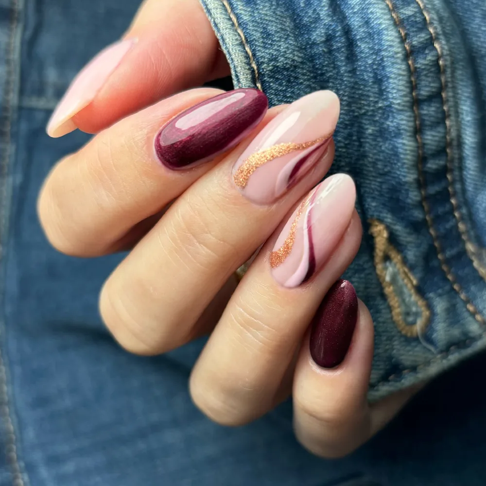 Burgundy nails