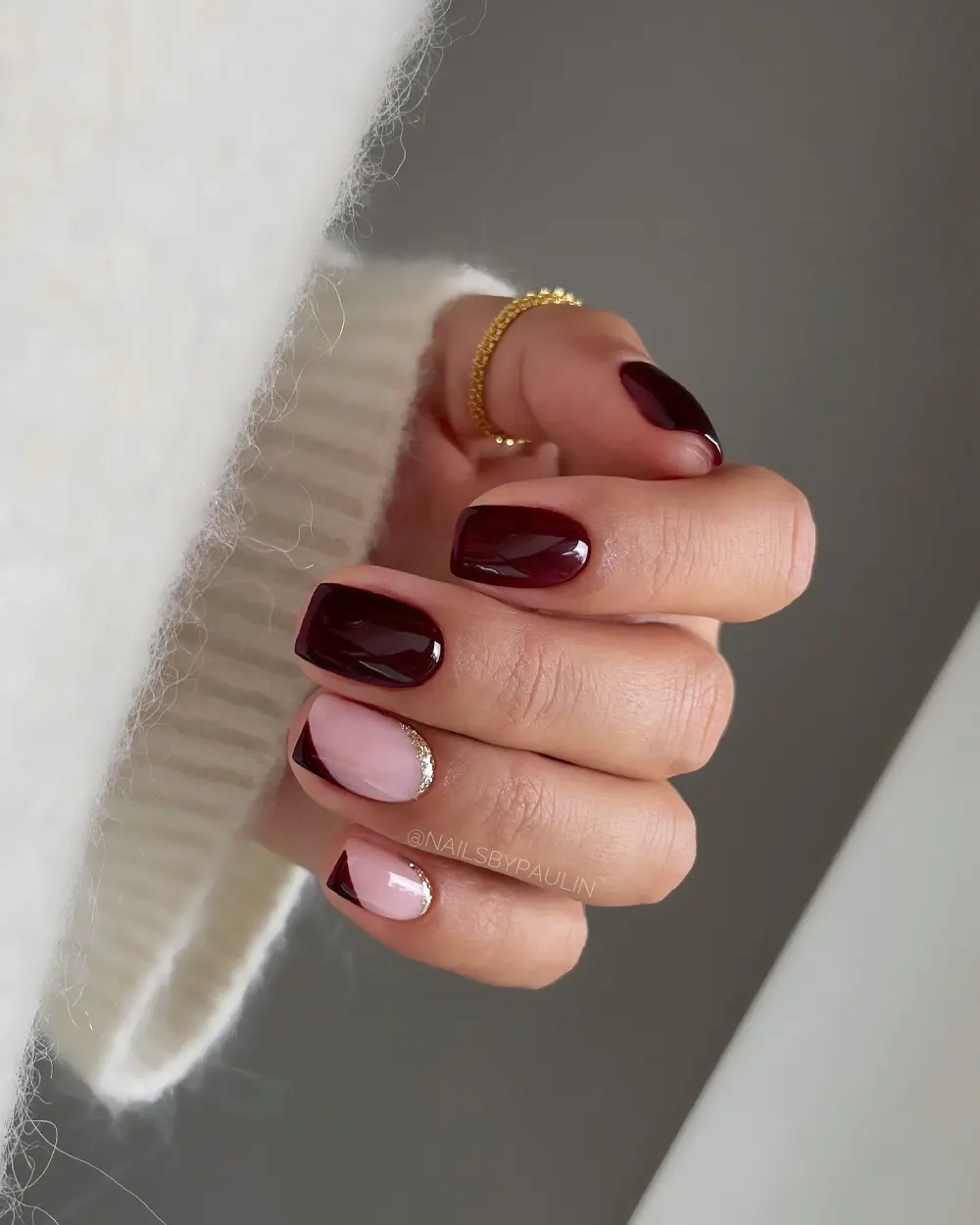 Burgundy nails