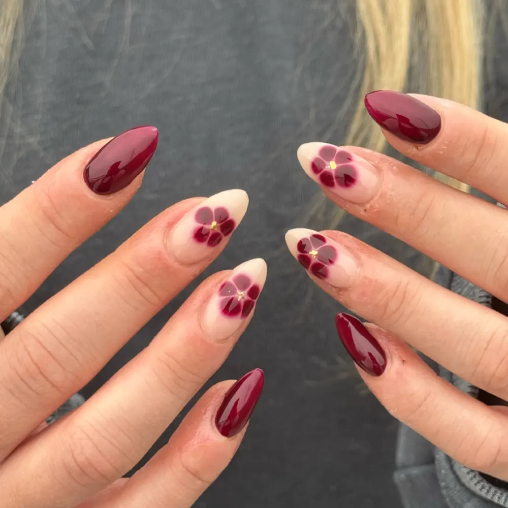 Burgundy nails