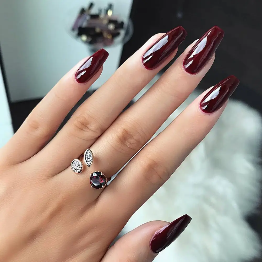 Burgundy nails