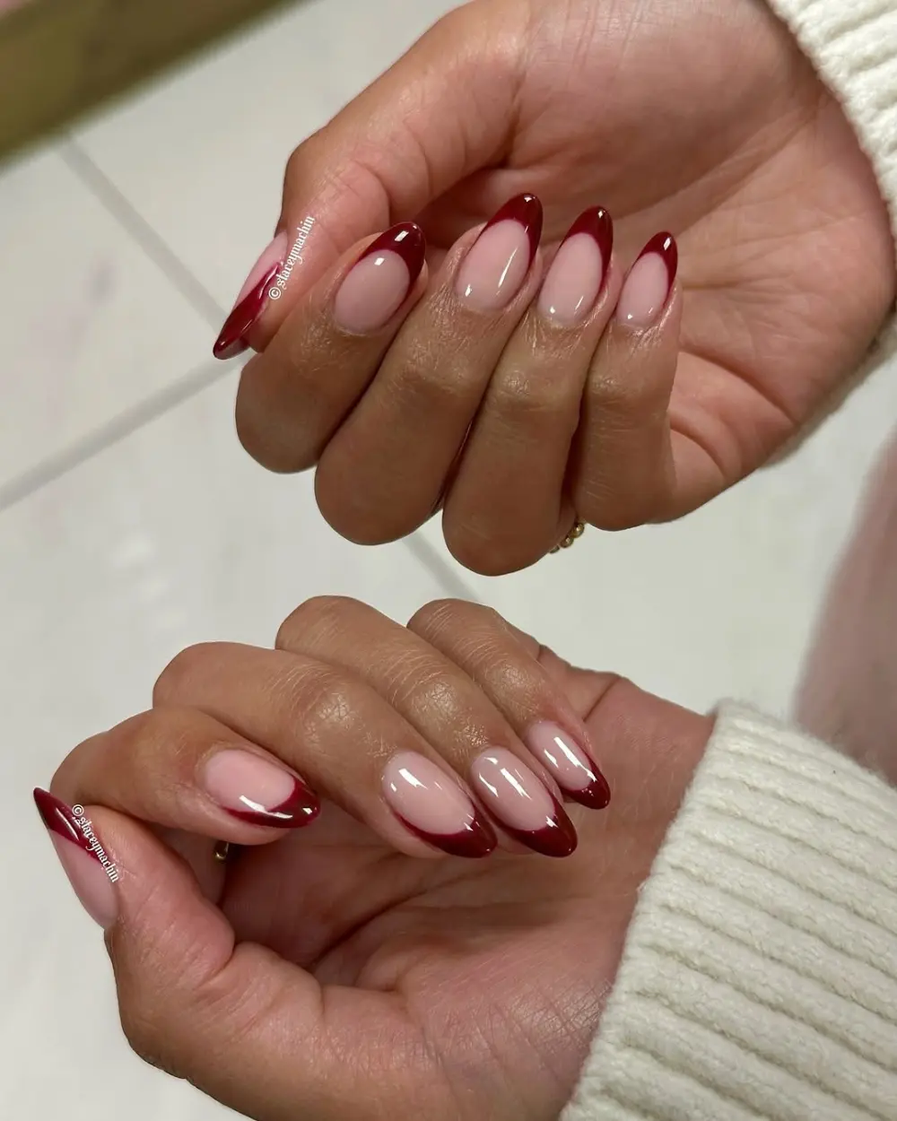 Burgundy nails