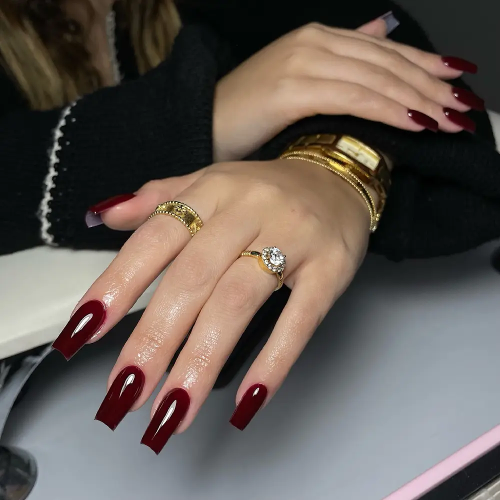 Burgundy nails